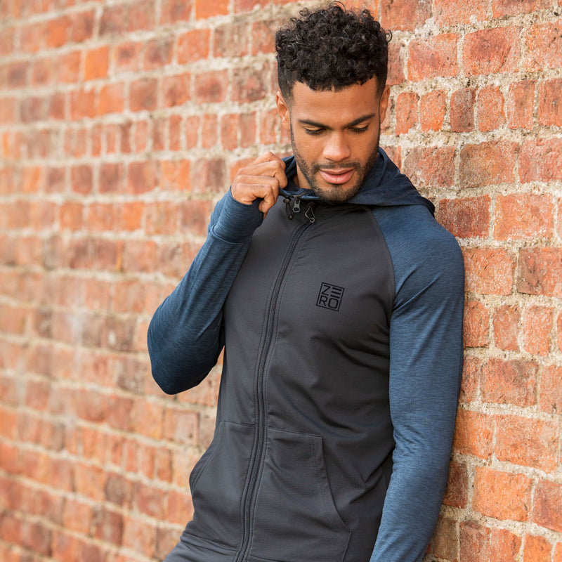 Mens Contrast Fitness Zip Hoodie