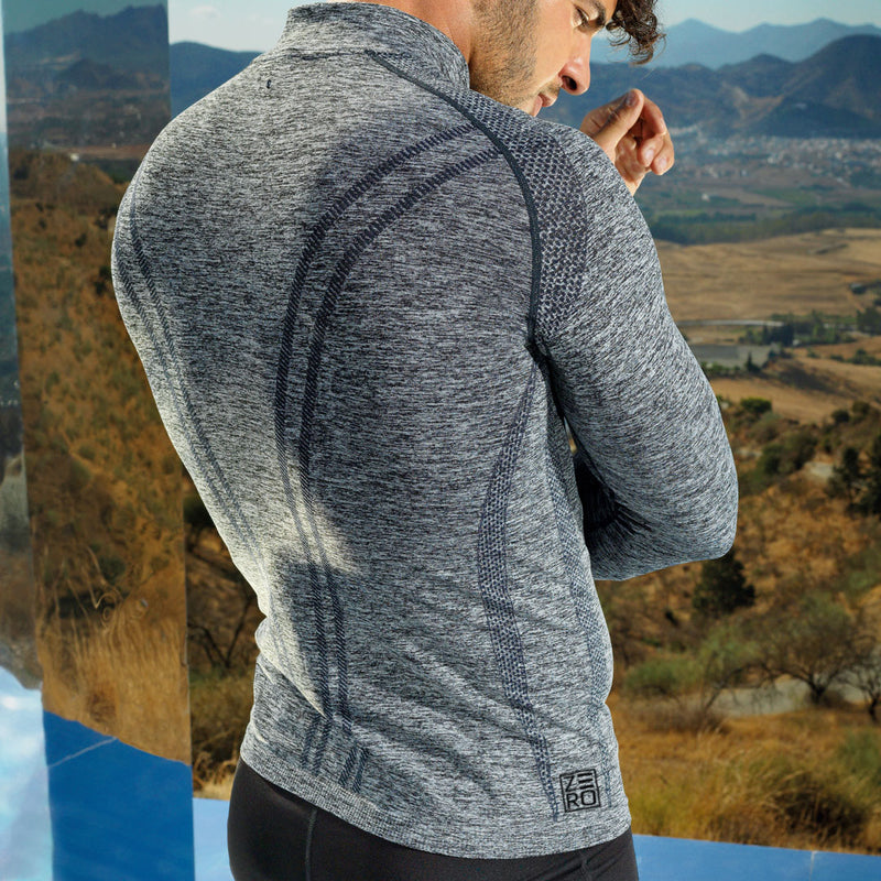 Mens Seamless Long Sleeve Zip Performance Top